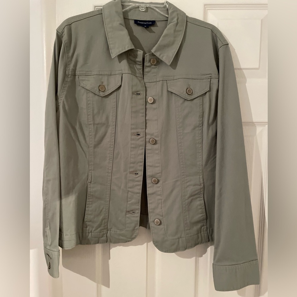 Charter Club Sage Green Jean Jacket